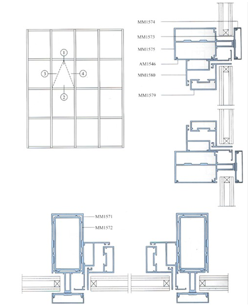 Aluminum Curtain Wall Profile For Construction , Mill Finished / Powder